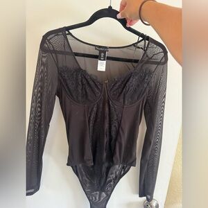 Sincerely Jules Black Long Sleeve Bustier Bodysuit